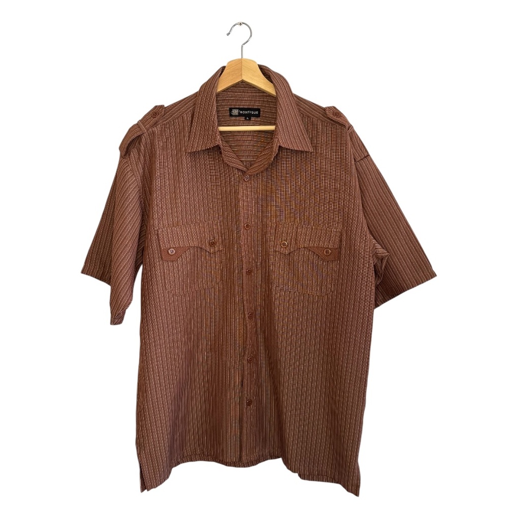Montique Brown Button Up Short Sleeved Shirt